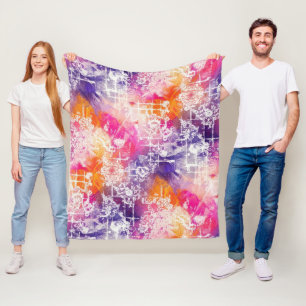 Moderne Abstracte Geometrische Rasterpatroon Fleece Deken
