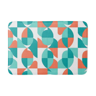 Moderne Abstracte Geometrische Turquoise en Koraal Badmat