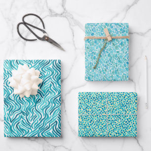 Moderne Abstracte Geometrische Turquoise Waterverf Inpakpapier Vel