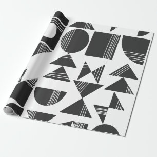 Moderne Abstracte geometrische vormen Zwart-wit Cadeaupapier