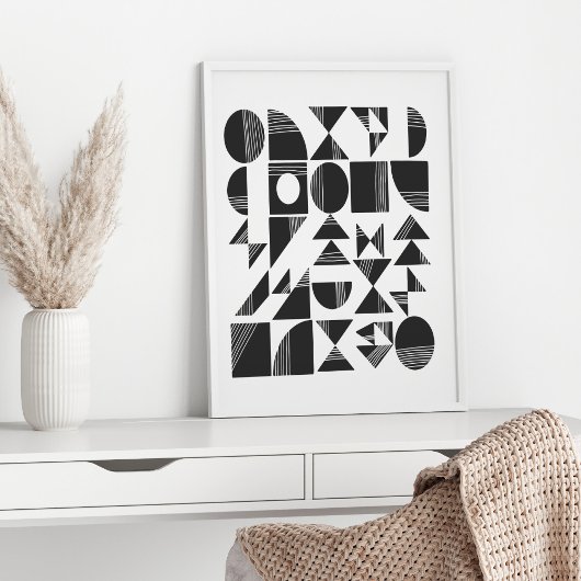 Moderne Abstracte geometrische vormen | Zwart-wit Poster