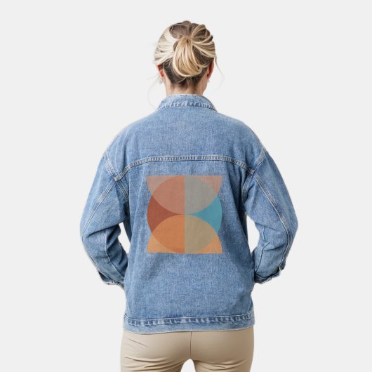 Moderne Abstracte geometrische Waterverf Denim Jacket (Model)
