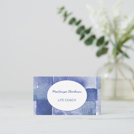 Moderne Abstracte geometrische Waterverf Patroonbl Visitekaartje (Staand voorkant)