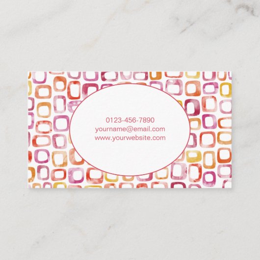 Moderne Abstracte geometrische Waterverf Visitekaa Visitekaartje (Achterkant)