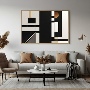 Moderne Abstracte Geometrische Zwart en Goud Poster