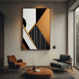 Moderne Abstracte Geometrische Zwart en Lichtbruin Poster