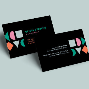Moderne abstracte geometrische zwarte chic visitekaartje