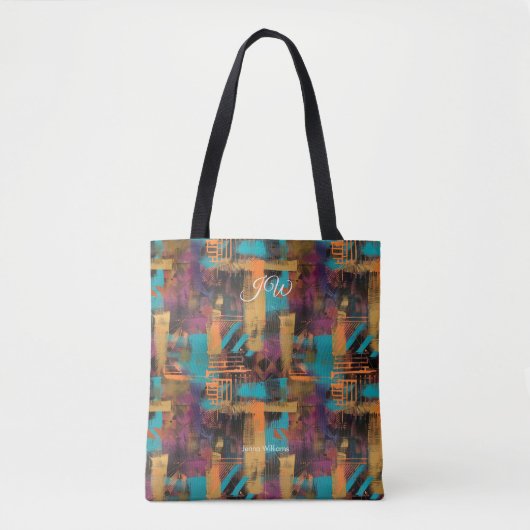 Moderne Abstracte gepersonaliseerde Canvas tas met (Voorkant)