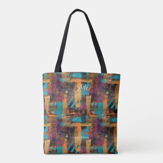 Moderne Abstracte gepersonaliseerde Canvas tas met (Achterkant)