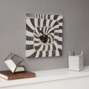 Moderne Abstracte gestreepte slang Slangenliefhe Vierkante Klok