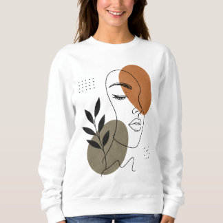 Moderne Abstracte Gezicht Lijn Kunst Zweetshirt Trui
