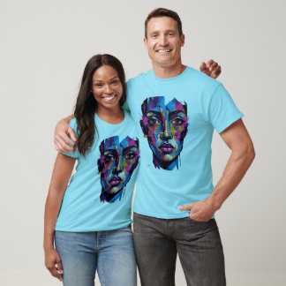 Moderne Abstracte Gezichtskunst T-shirt