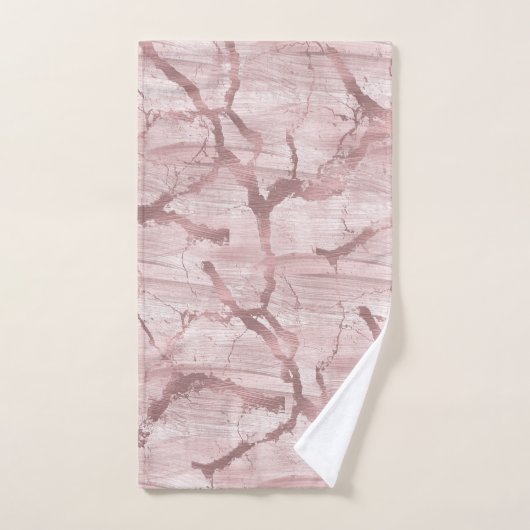 Moderne Abstracte Glam Marble Roos Roze Bad Handdoek (Handdoek)