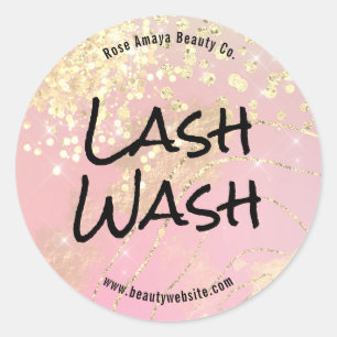 Moderne Abstracte Glitter Gold Lash Wash Ronde Sticker