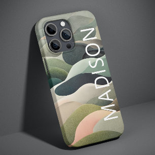 Moderne Abstracte Golfpatroon Persoonlijke Naam Case-Mate iPhone 14 Pro Hoesje