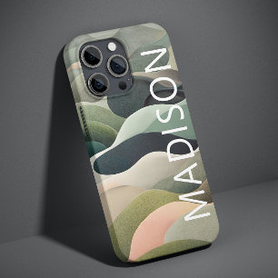 Moderne Abstracte Golfpatroon Persoonlijke Naam Case-Mate iPhone 14 Plus Hoesje
