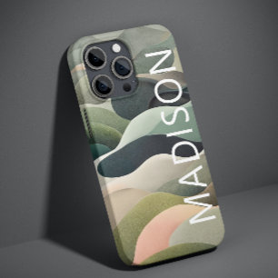 Moderne Abstracte Golfpatroon Persoonlijke Naam Case-Mate iPhone 14 Hoesje