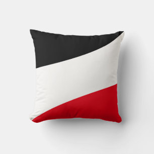 Moderne Abstracte Golven in Zwart Rood & Wit Kussen