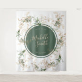 Moderne Abstracte Gouden Eucalyptus Boho Bruilofts Wandkleed (Voorkant)