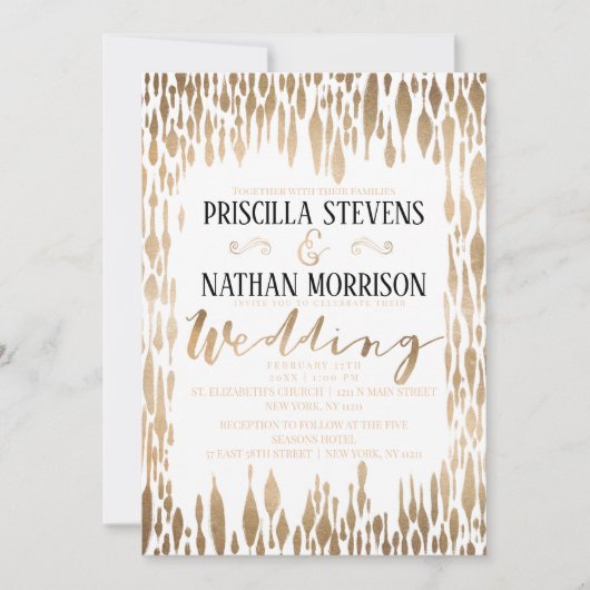 Moderne Abstracte gouden Teardrop Brushstrokes bru Kaart (Voorkant)