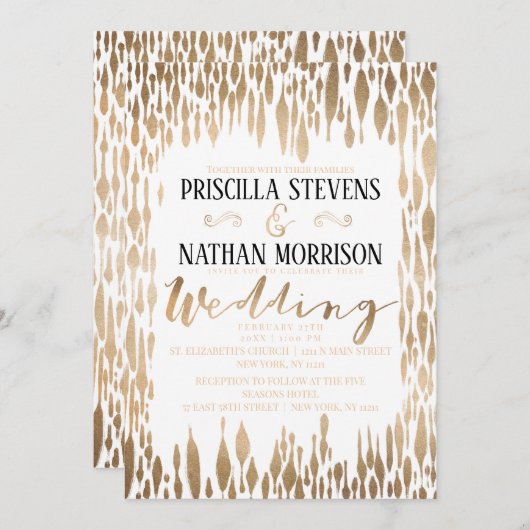 Moderne Abstracte gouden Teardrop Brushstrokes bru Kaart (Voorkant / Achterkant)