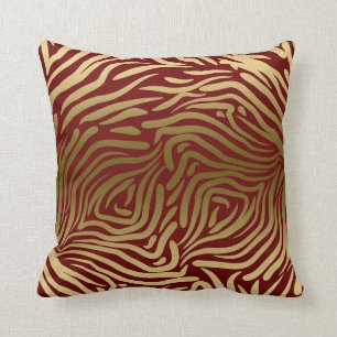 Moderne Abstracte gouden Zebra bordeaux achtergron Kussen