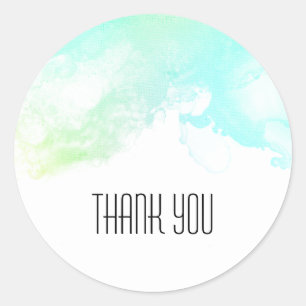 Moderne Abstracte Groen & Blauw Aquarel Bedankt Ronde Sticker
