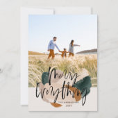 Moderne abstracte groene 1 fotokerstvakantie aankondiging (Voorkant)