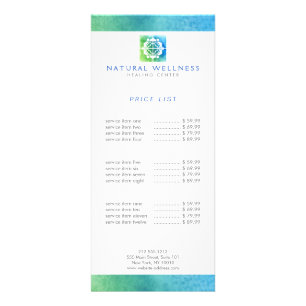 Moderne Abstracte Groene/Blauwe Bloemen Logo Welln Reclamekaart