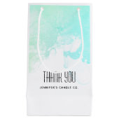 Moderne Abstracte Groene & Blauwe Waterverf Dank u Klein Cadeauzakje (Voorkant)