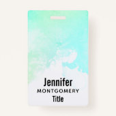 Moderne Abstracte groene en blauwe Waterverf zwemm Badge (Voorkant)