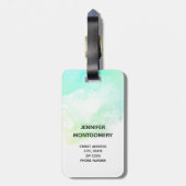 Moderne Abstracte groene en blauwe Waterverf zwemm Bagagelabel (Achterkant verticaal)