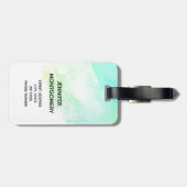 Moderne Abstracte groene en blauwe Waterverf zwemm Bagagelabel (Achterkant horizontaal)