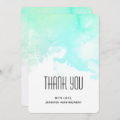 Moderne Abstracte groene en blauwe Waterverf zwemm Bedankkaart (Voorkant / Achterkant)