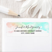 Moderne Abstracte groene en blauwe Waterverf zwemm Etiket (Insitu)