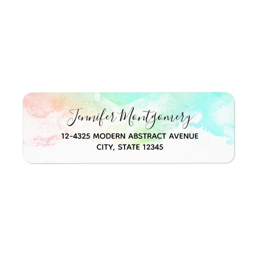 Moderne Abstracte groene en blauwe Waterverf zwemm Etiket (Voorkant)