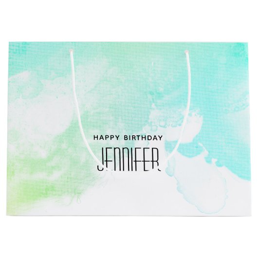 Moderne Abstracte groene en blauwe Waterverf zwemm Groot Cadeauzakje (Voorkant)