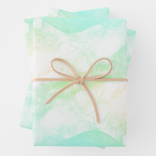 Moderne Abstracte groene en blauwe Waterverf zwemm Inpakpapier Vel (In situ)