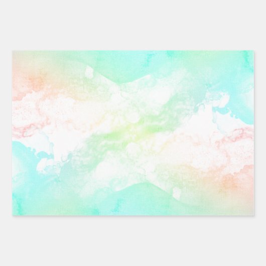 Moderne Abstracte groene en blauwe Waterverf zwemm Inpakpapier Vel (Voorkant)