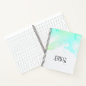 Moderne Abstracte groene en blauwe Waterverf zwemm Notitieboek (Binnen)