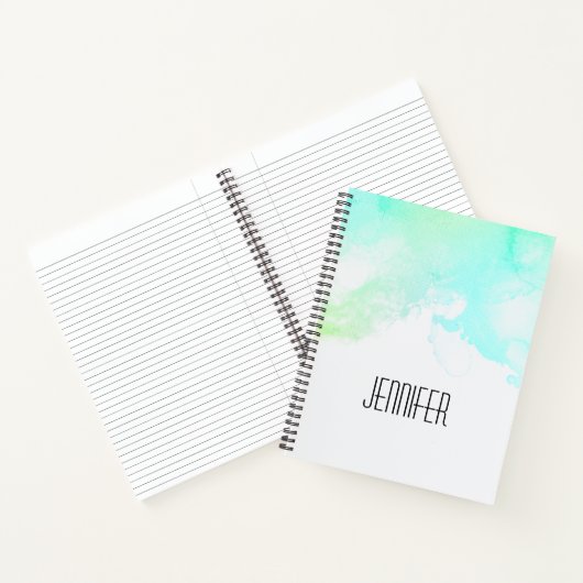 Moderne Abstracte groene en blauwe Waterverf zwemm Notitieboek (Binnen)