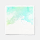 Moderne Abstracte groene en blauwe Waterverf zwemm Servet (Voorkant)