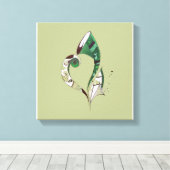 Moderne abstracte groene handtekeninktafbeelding canvas afdruk (Insitu (Houten vloer))