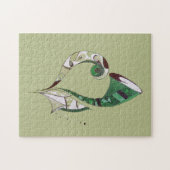 Moderne abstracte groene handtekeninktafbeelding legpuzzel (Horizontaal)