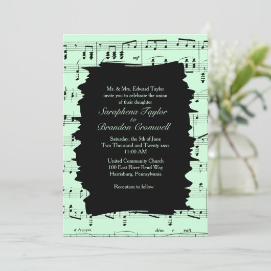 Moderne Abstracte groene muziekwedstrijd uitnodige Kaart (Staand voorkant)