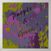 Moderne Abstracte Groene Paarse Vector Verf Splatt Poster (Voorkant)