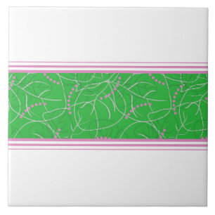 Moderne Abstracte groene roze Floral Versie 2 Gren Tegeltje