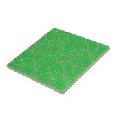 Moderne Abstracte groene roze Floral versie 3 Tegeltje (Zijkant)