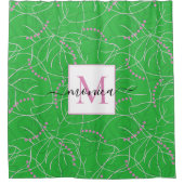 Moderne Abstracte groene roze witte monogram Douchegordijn (Voorkant)
