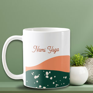 Moderne Abstracte groene Terra Cotta Yoga Koffiemok